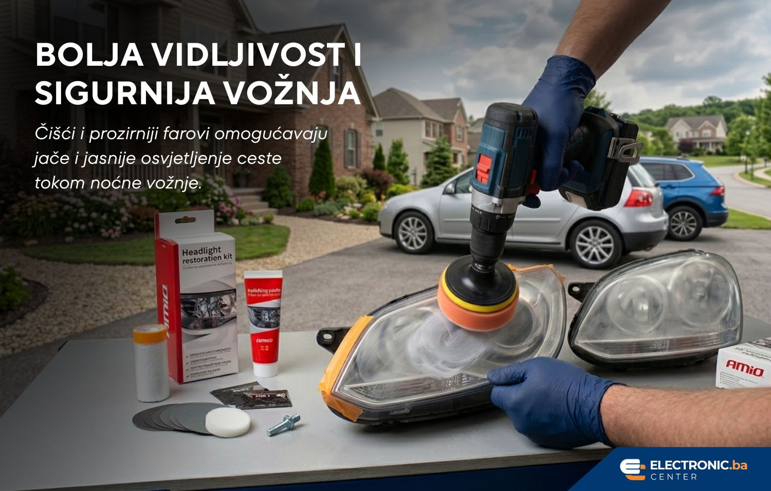 Set za poliranje auto farova AMIO