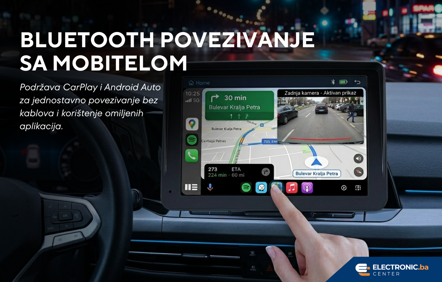 Multimedija za auto sa rikverc kamerom, carplay, android auto nadgradbena 7 inch - slika 2