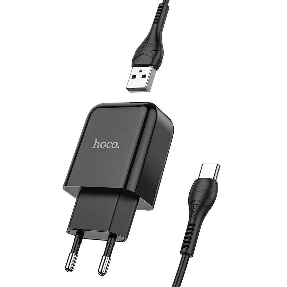 Punjač i kabal USB-A na USB-C HOCO N2 crni