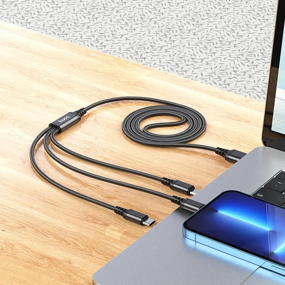 Kabal USB-A na Lightning USB-C Micro USB HOCO 3u1 1m