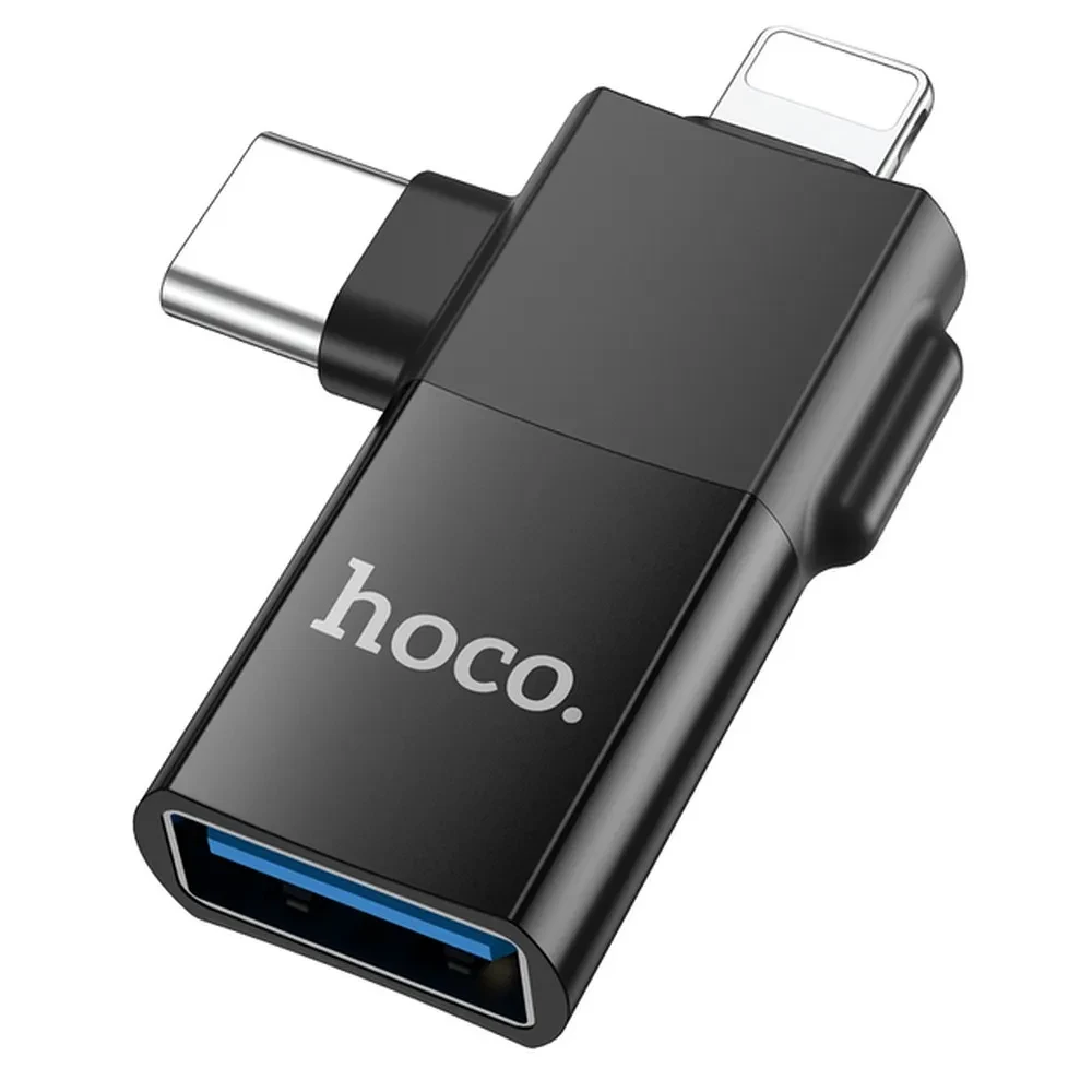 OTG adapter USB-A na USB-C Lightning HOCO UA17 2u1