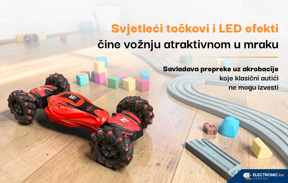 Dječiji autić sa daljinskim upravljačem RC Stunt 360 rotacija crveni