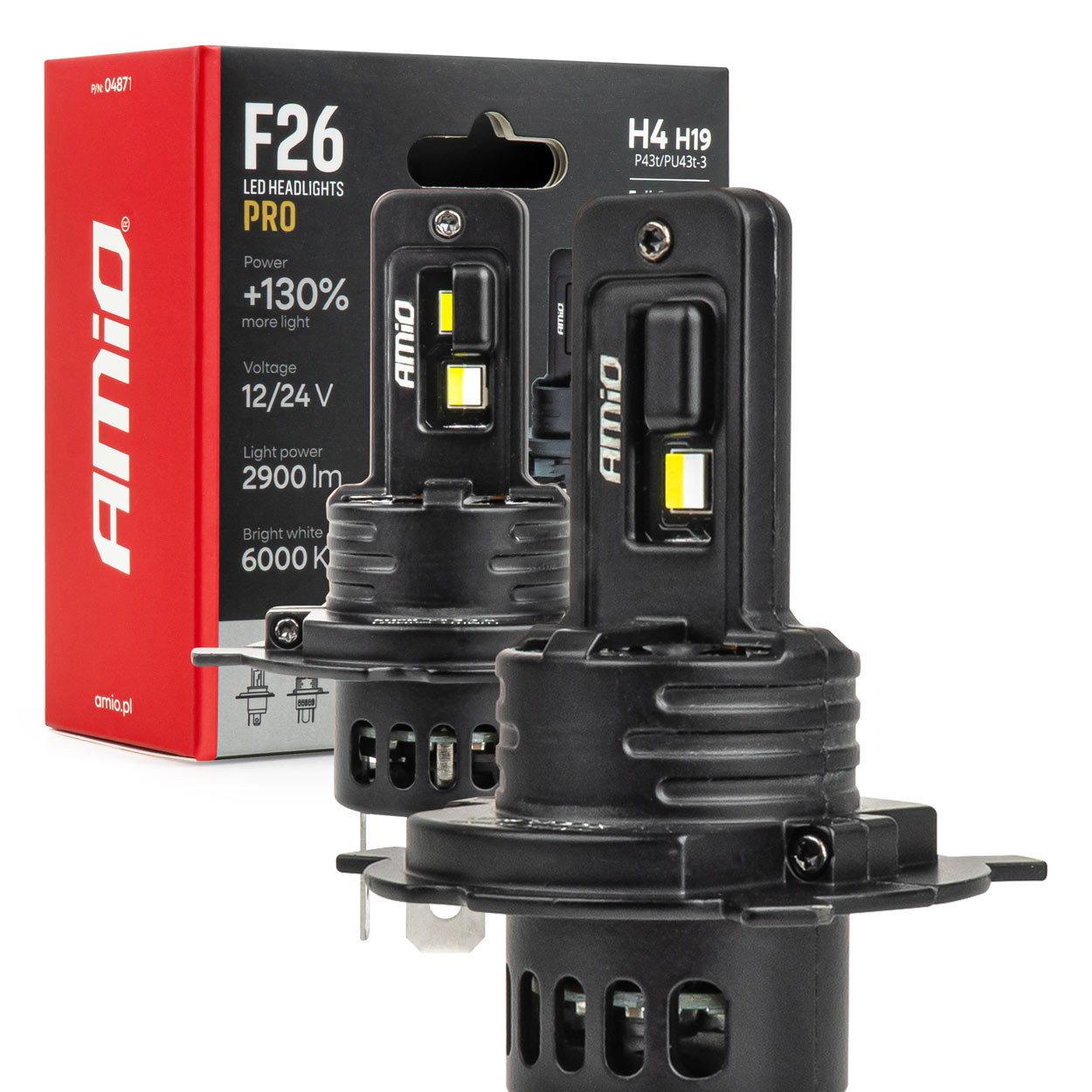 Auto sijalica H4 H19 6000K LED F26 Pro Lumitec Canbus AMIO