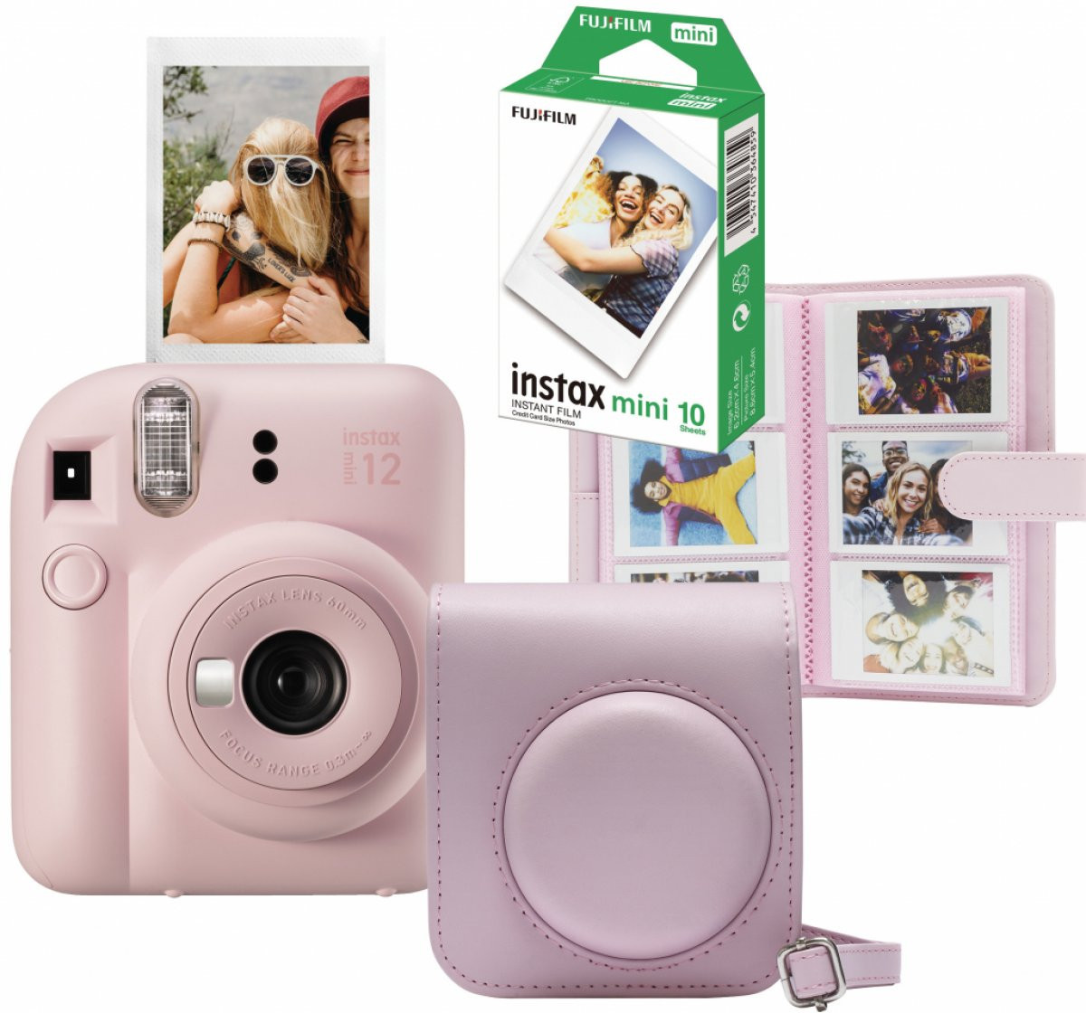Fotoaparat Polaroid FUJIFILM INSTAX Mini 12 + film + futrola + album FULL TRAVEL PACK