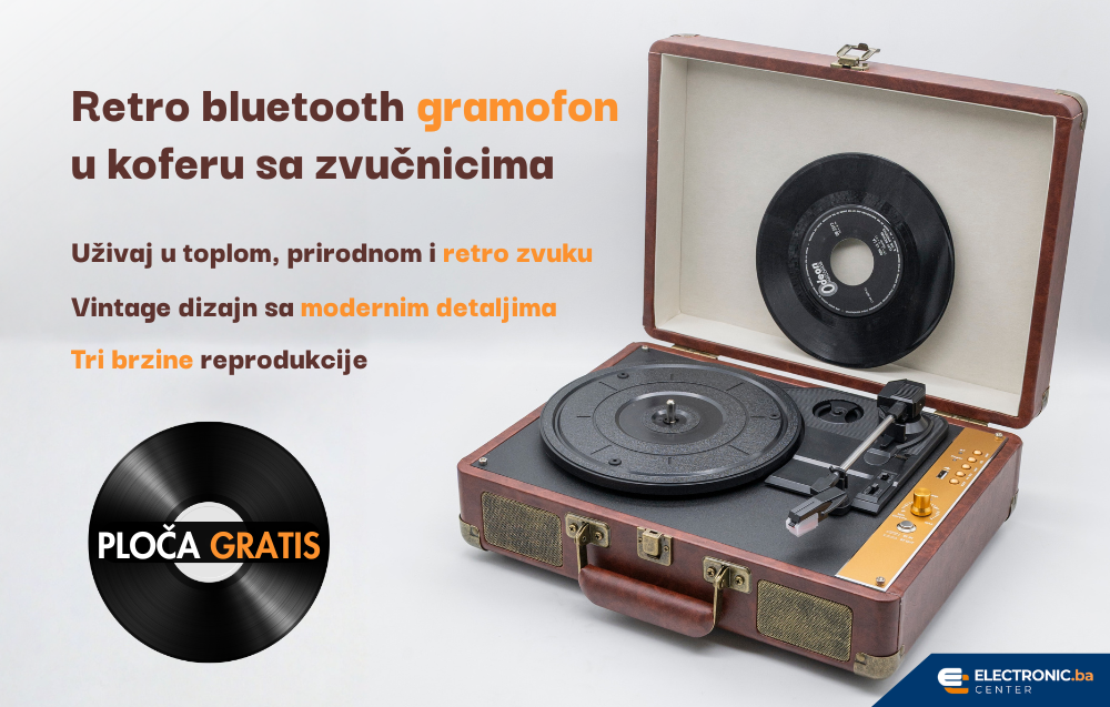 Retro bluetooth gramofon u koferu sa zvučnicima GM-206BT smeđi