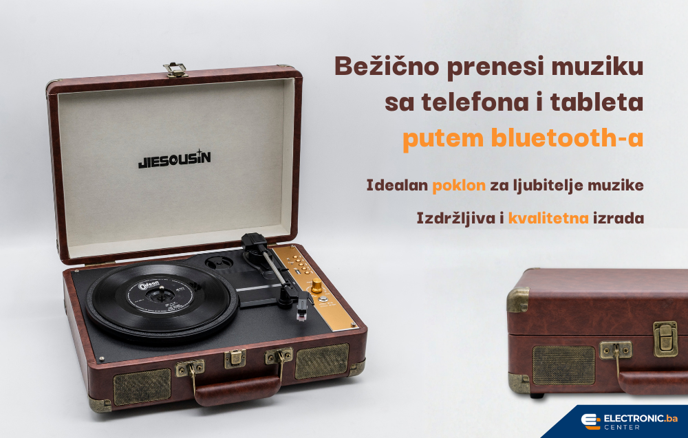 Retro bluetooth gramofon u koferu sa zvučnicima GM-206BT smeđi