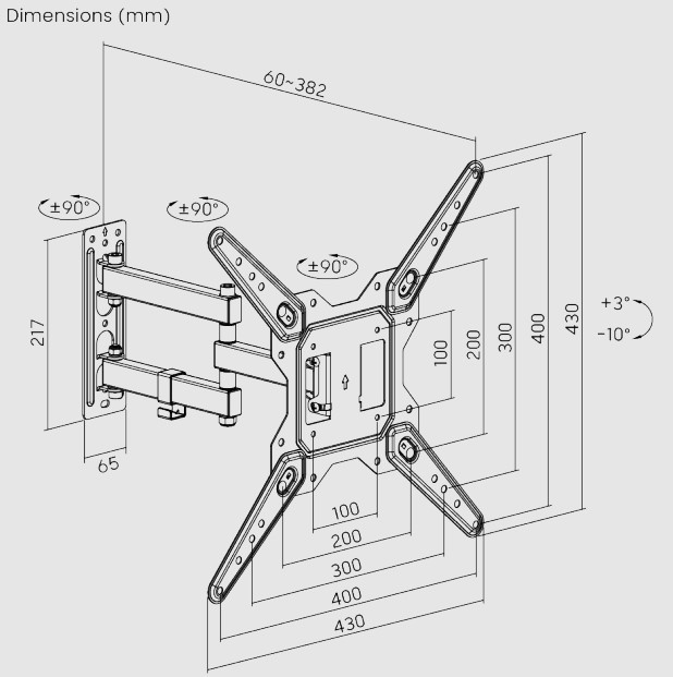 Zglobni nosač za TV 23"-65" 30kg BRATECK LPA68-443