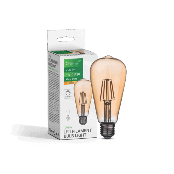 LED sijalica filament dimabilna E27 8W 2300KGREEN TECH LFB-5301