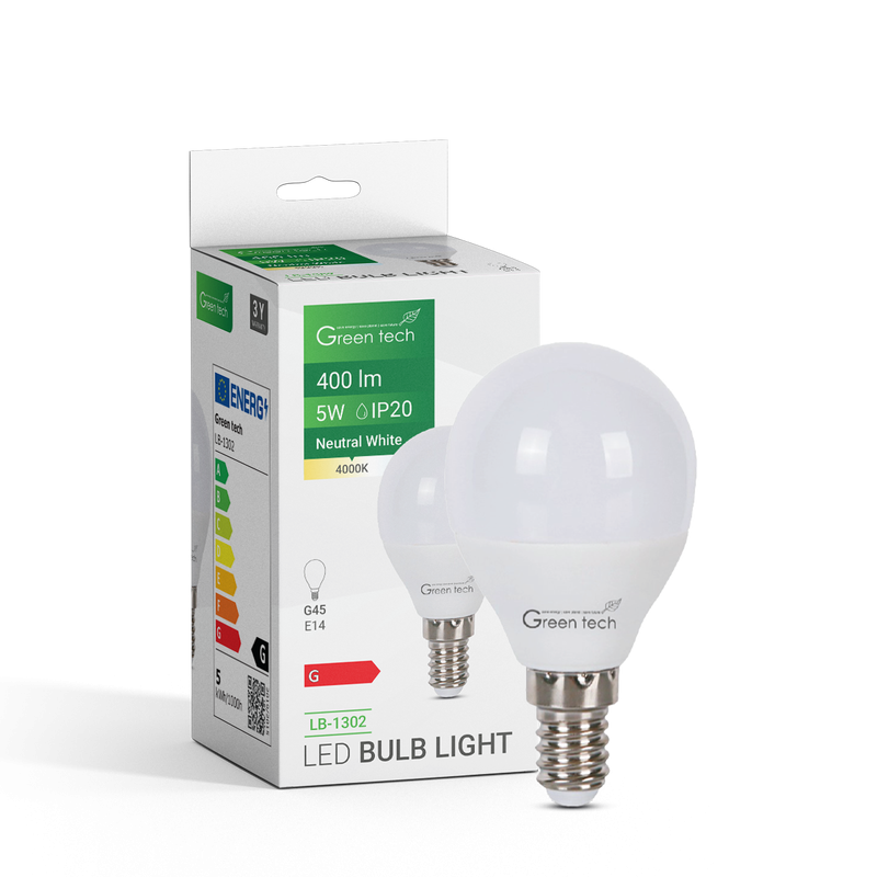 LED sijalica E14 5W 4000K G45 IP20 GREEN TECH LB-1302