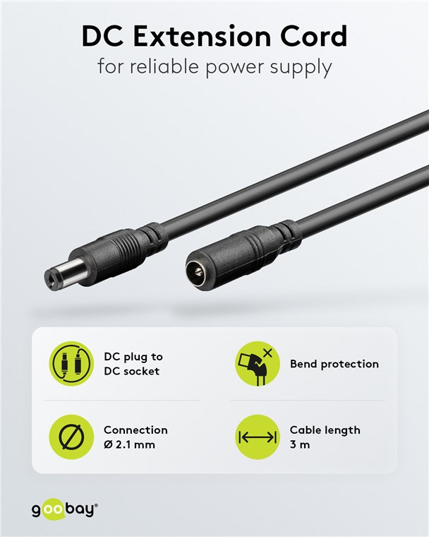 Produžni napojni kabal 2.1mm 3m GOOBAY