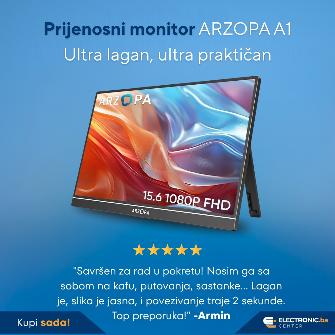 Prijenosni ultra tanki monitor sa stalkom ARZOPA A1 15.6" FULL HD