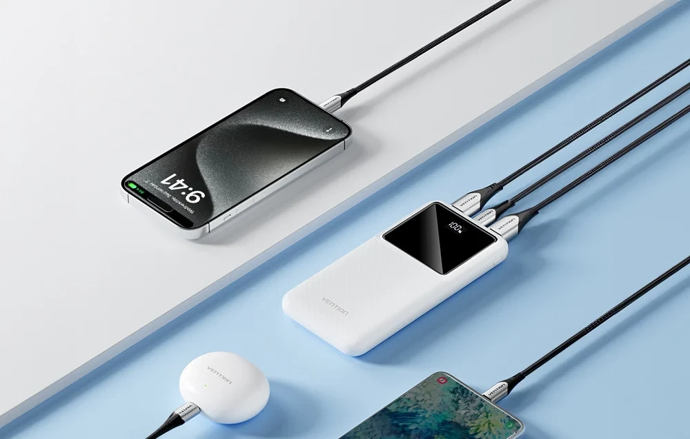 Premium prijenosni punjač powerbank sa displejom VENTION 22.5W 10000mAh bijeli