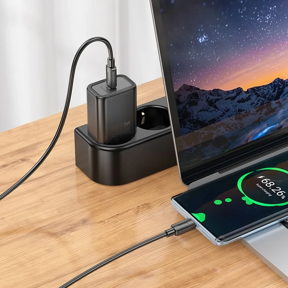 Punjač 30W sa kablom USB-C na UB-C 1m HOCO N62 crni