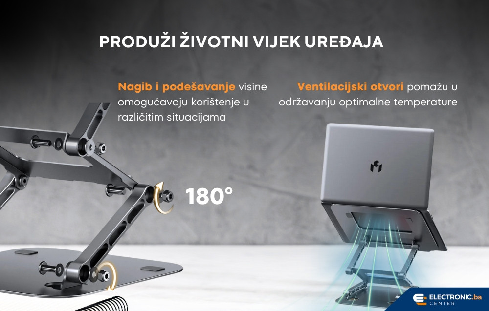 Podesivi nosač za laptop sa držačem za tablet i telefon