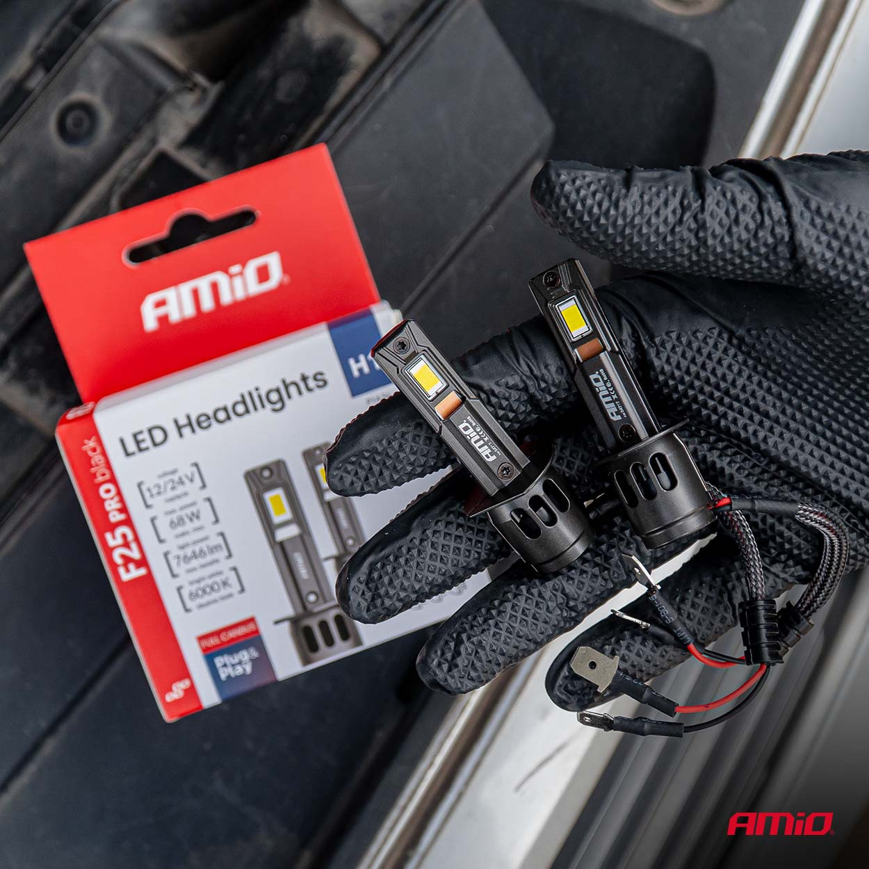 Auto sijalica H1 Pro LED 6000K Black Full Canbus AMIO