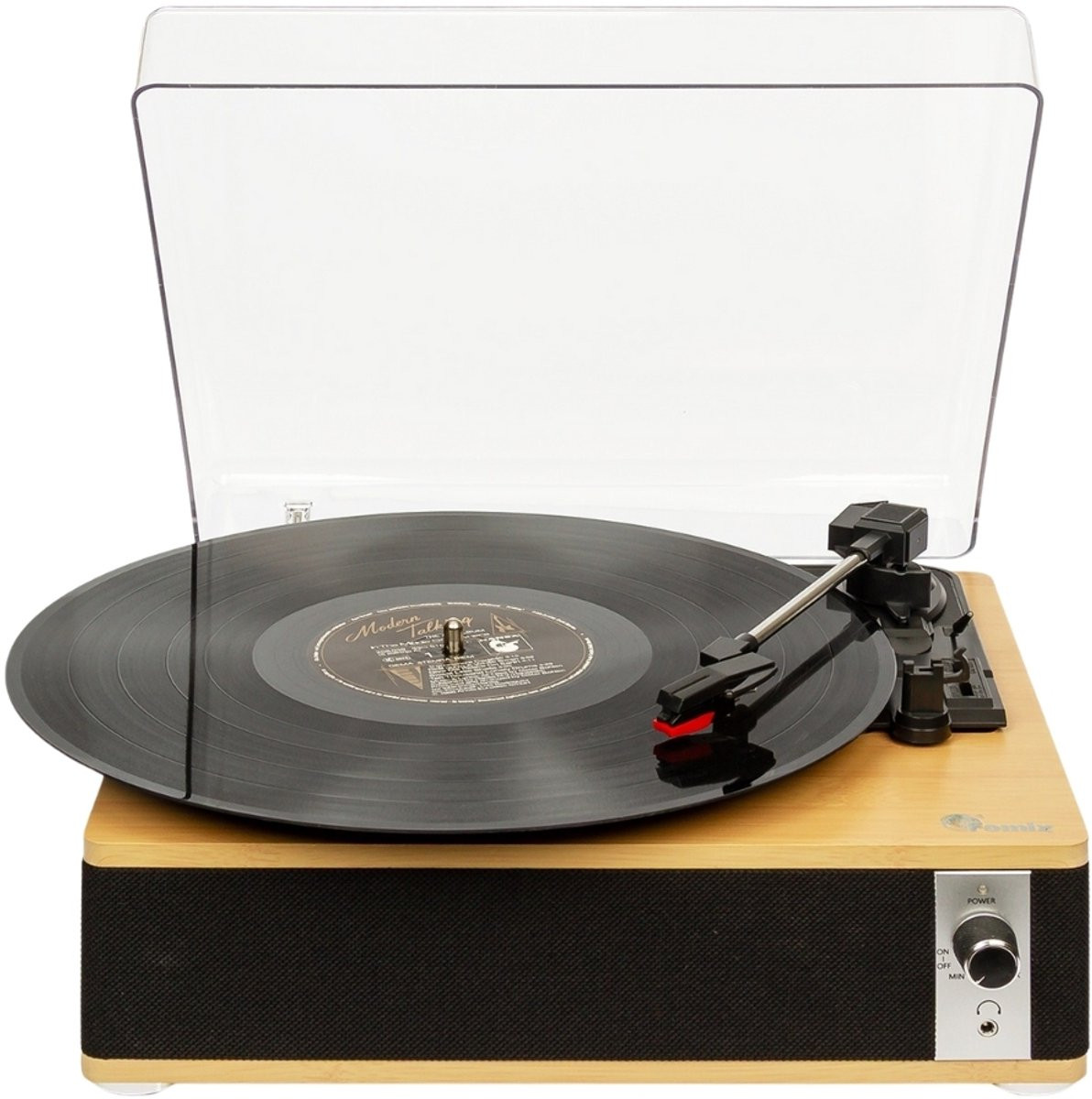 Retro drveni bluetooth gramofon sa zvučnicima i poklopcem GM-218BT crni