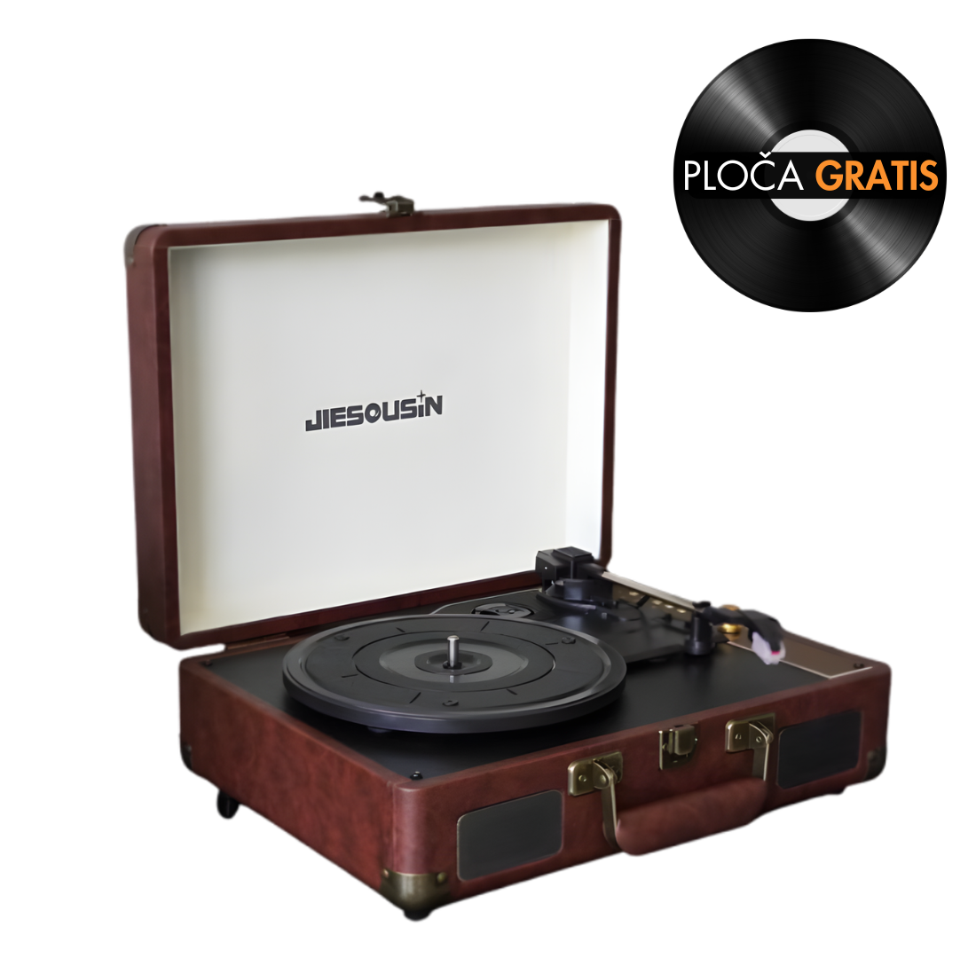 Retro bluetooth gramofon u koferu sa zvučnicima GM-206BT smeđi