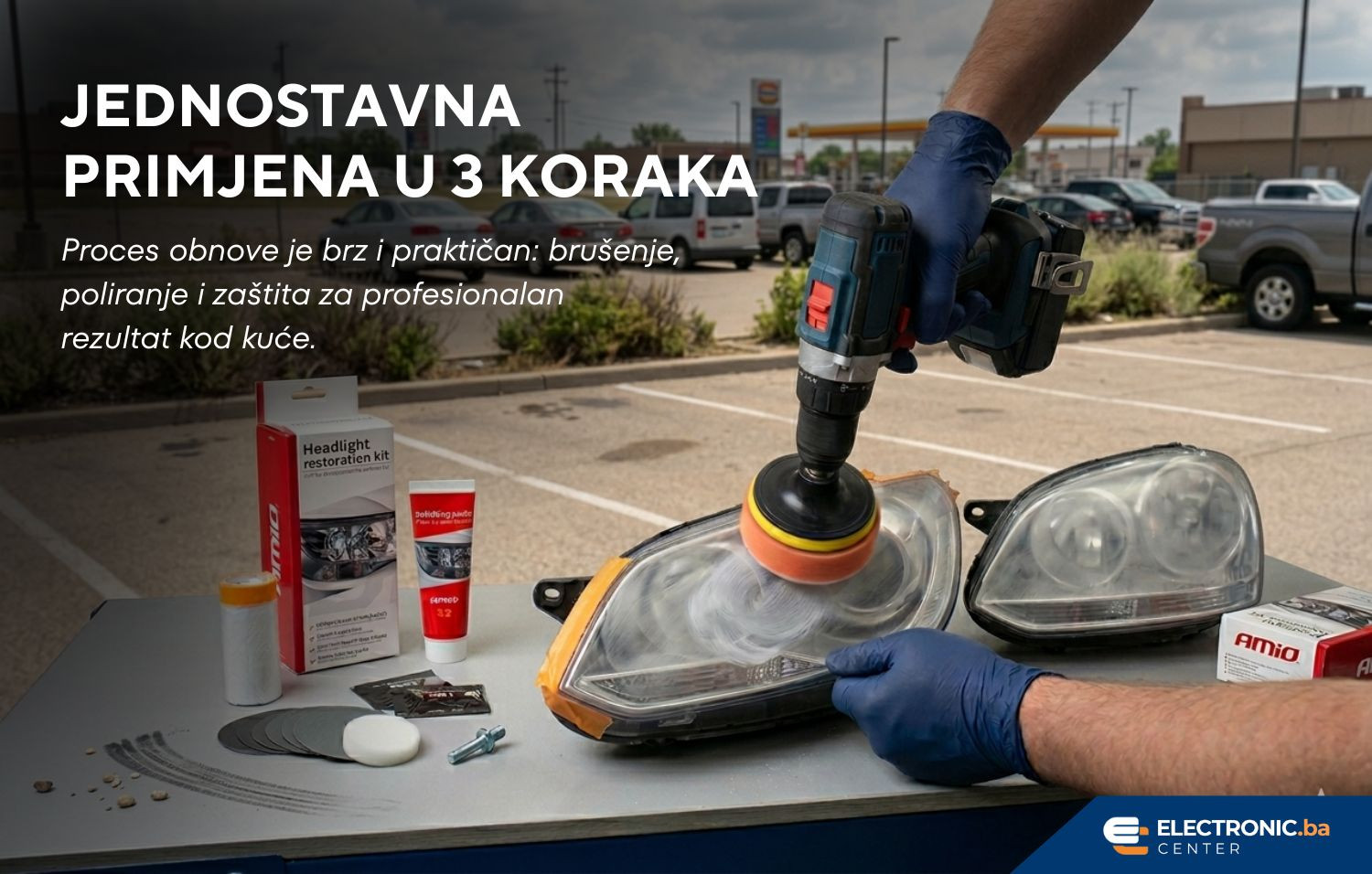 Set za poliranje auto farova AMIO