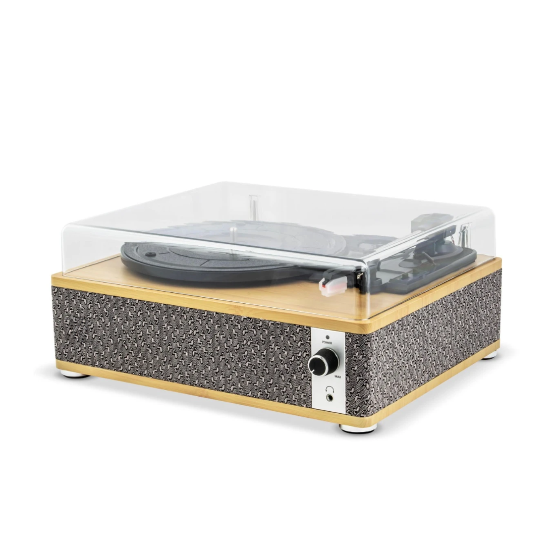 Retro drveni bluetooth gramofon sa zvučnicima i poklopcem GM-218BT