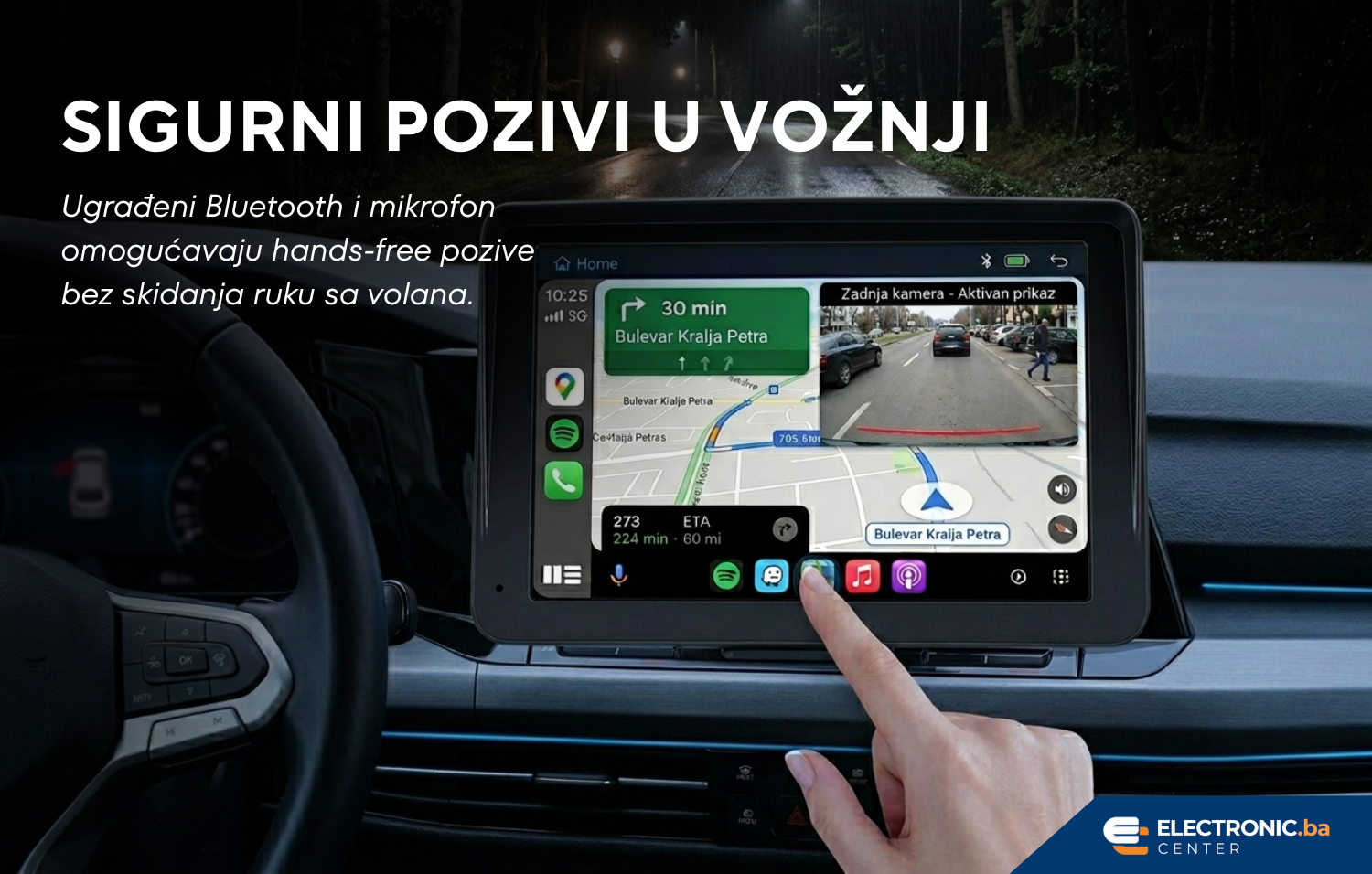 Multimedija za auto sa rikverc kamerom, carplay, android auto nadgradbena 7 inch - slika 3