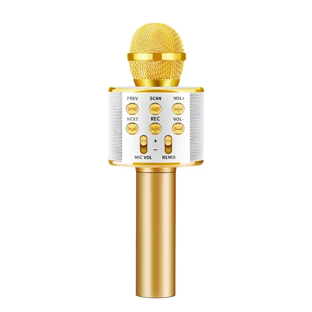 Bežični bluetooth karaoke mikrofon za djecu KGEBAO WS-858 zlatni