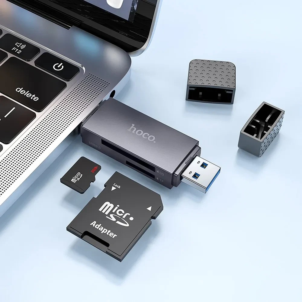 USB-A USB-C čitač kartica HOCO 2/1, podržava SD, Micro SD 2.0