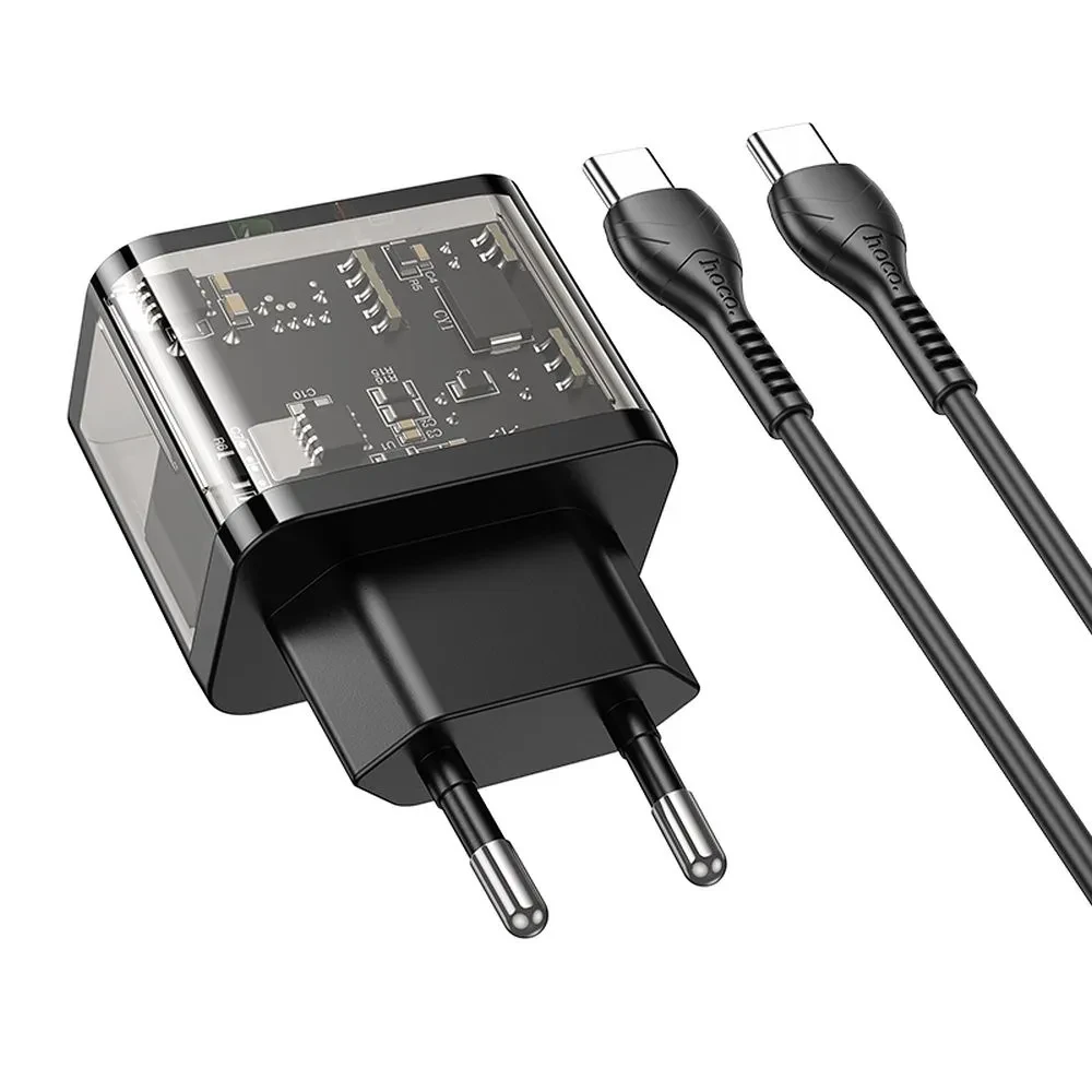 Punjač USB-A USB-C 20W sa USB-C kablom 1m HOCO N34 crni