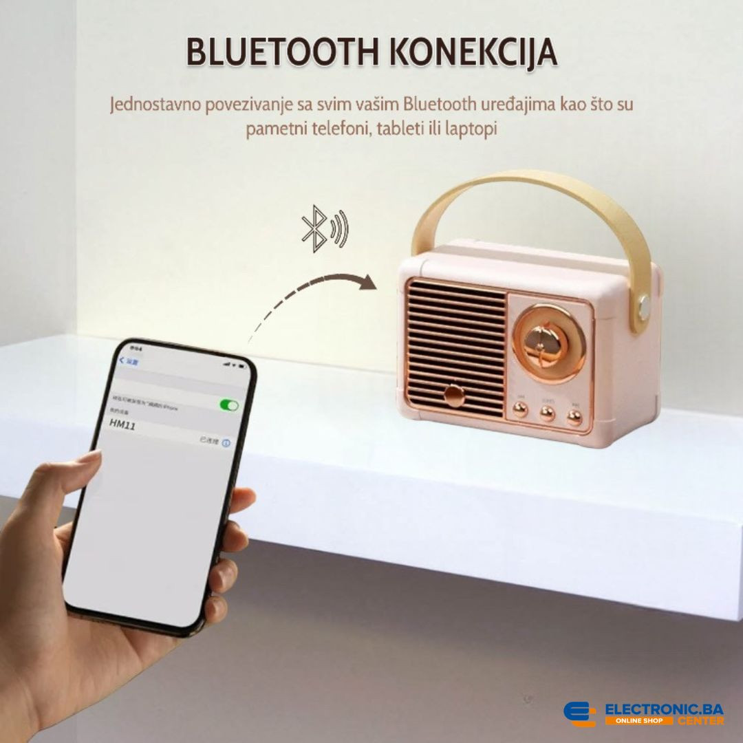 Bežični retro bluetooth mini radio HM11 plavi