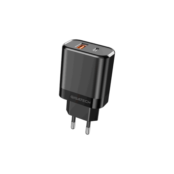 Punjač USB-A USB-C 25W GIGATECH NXC250 crni