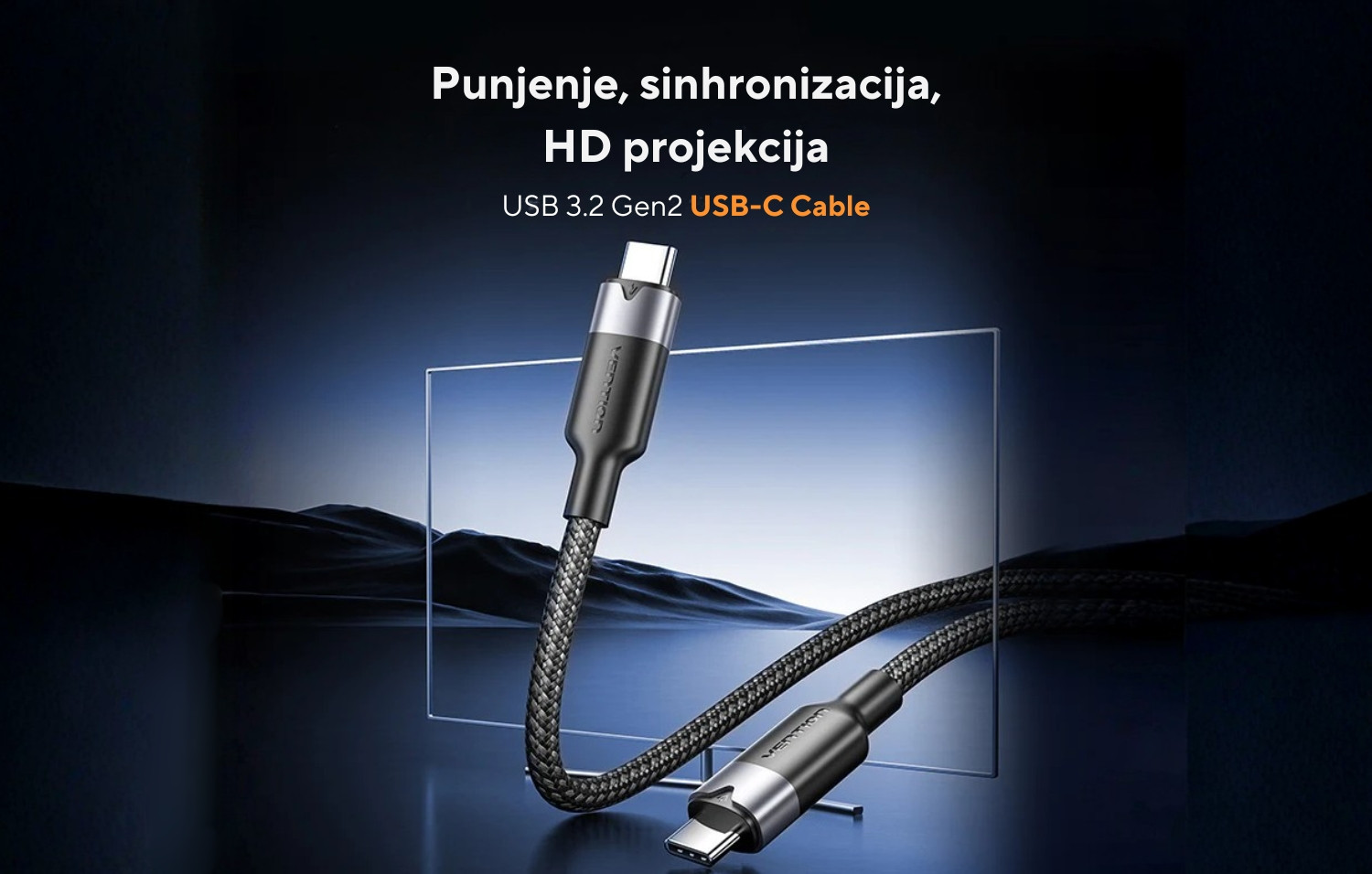 Kabal USB-C na USB-C 100W GEN2 3.2 VENTION 1m bijeli
