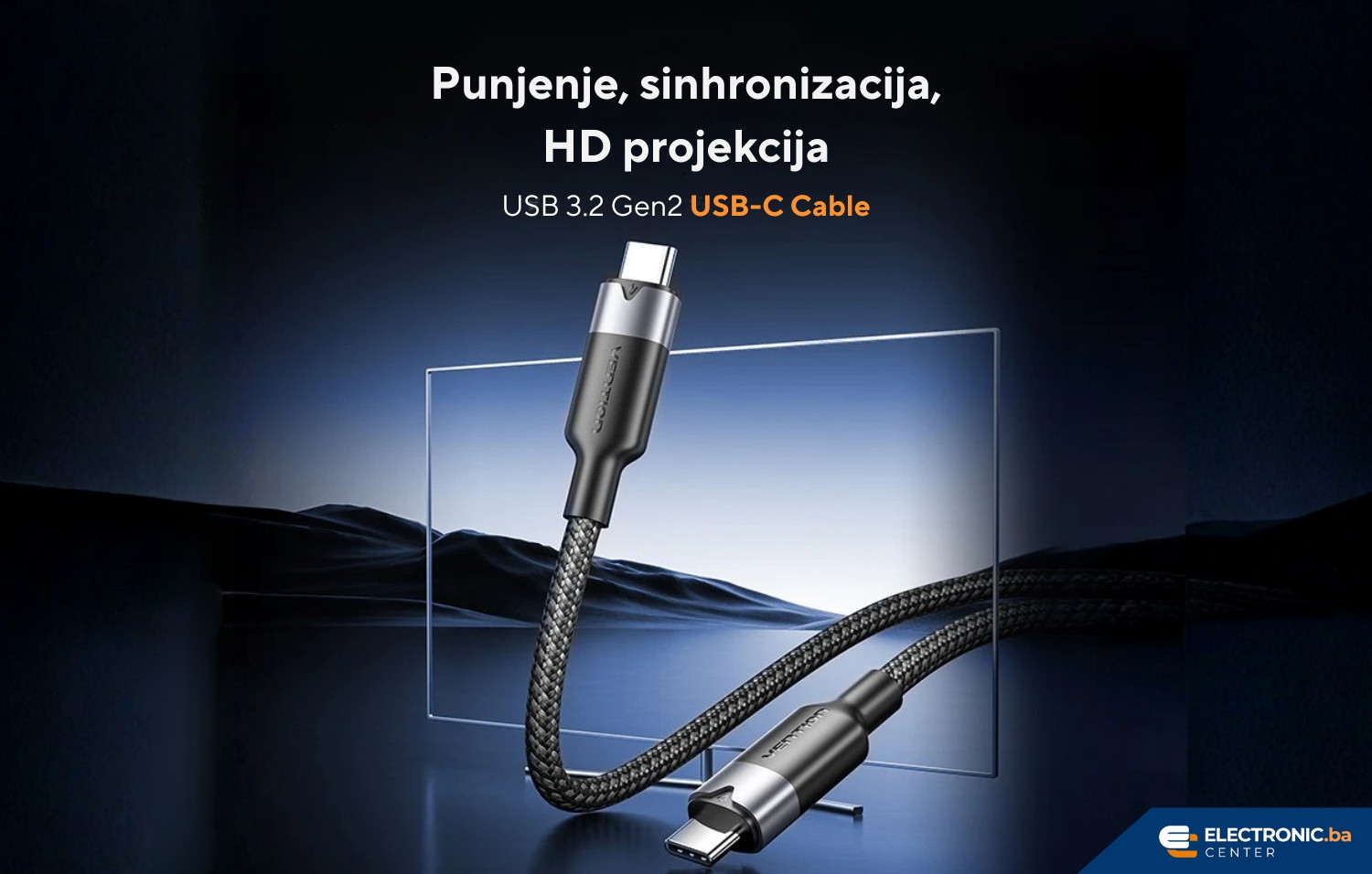 Kabal USB-C na USB-C 100W GEN2 3.2 VENTION 1m crni