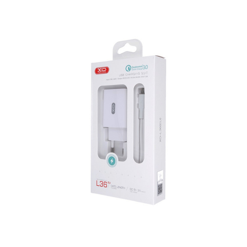 Punjač USB sa lightning kablom 2.1A XO