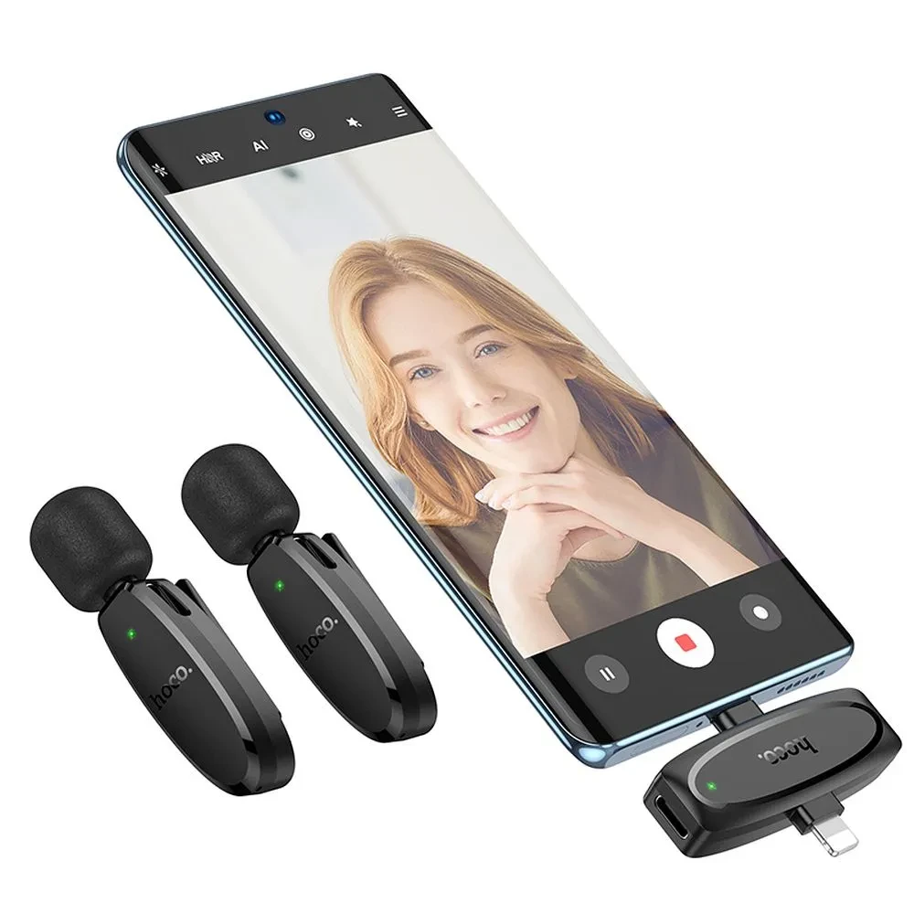 Bežični mikrofon bubica sa Lightning i USB-C konektorom HOCO L15 SET 2/1