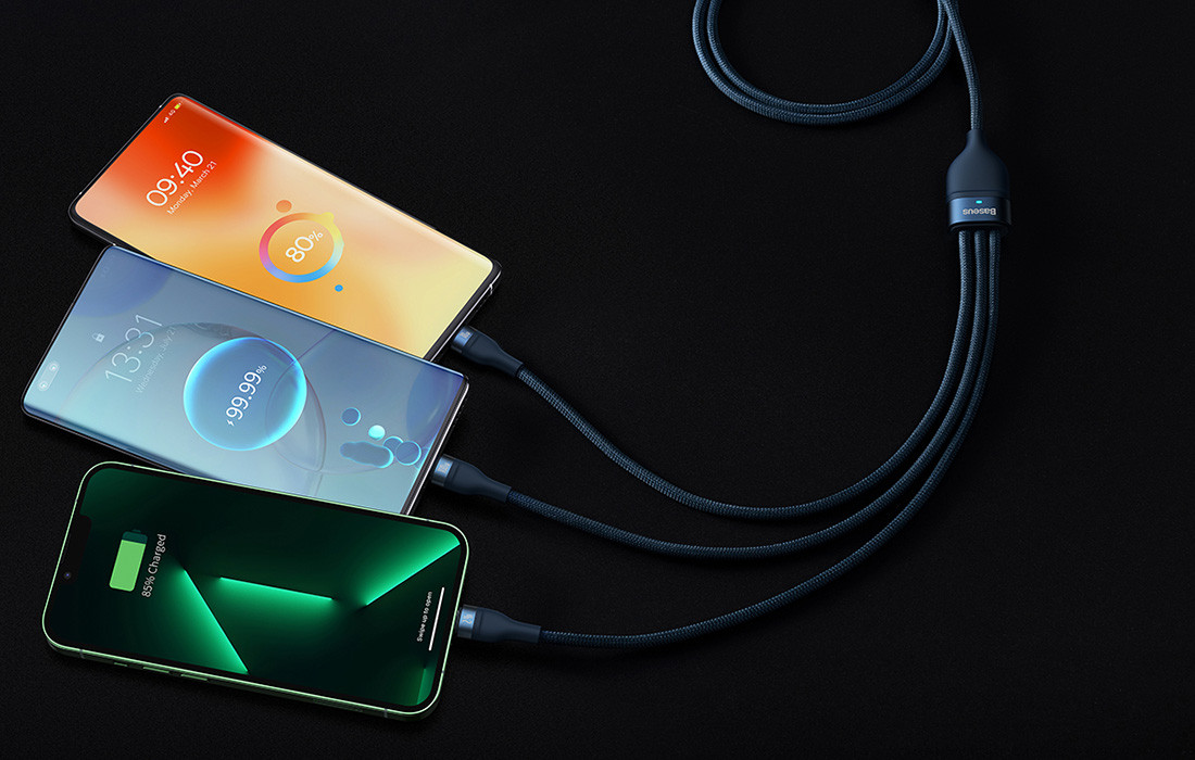 Kabal USB-A na USB-C Micro Lightning BASEUS 3u1 1.2m plavi