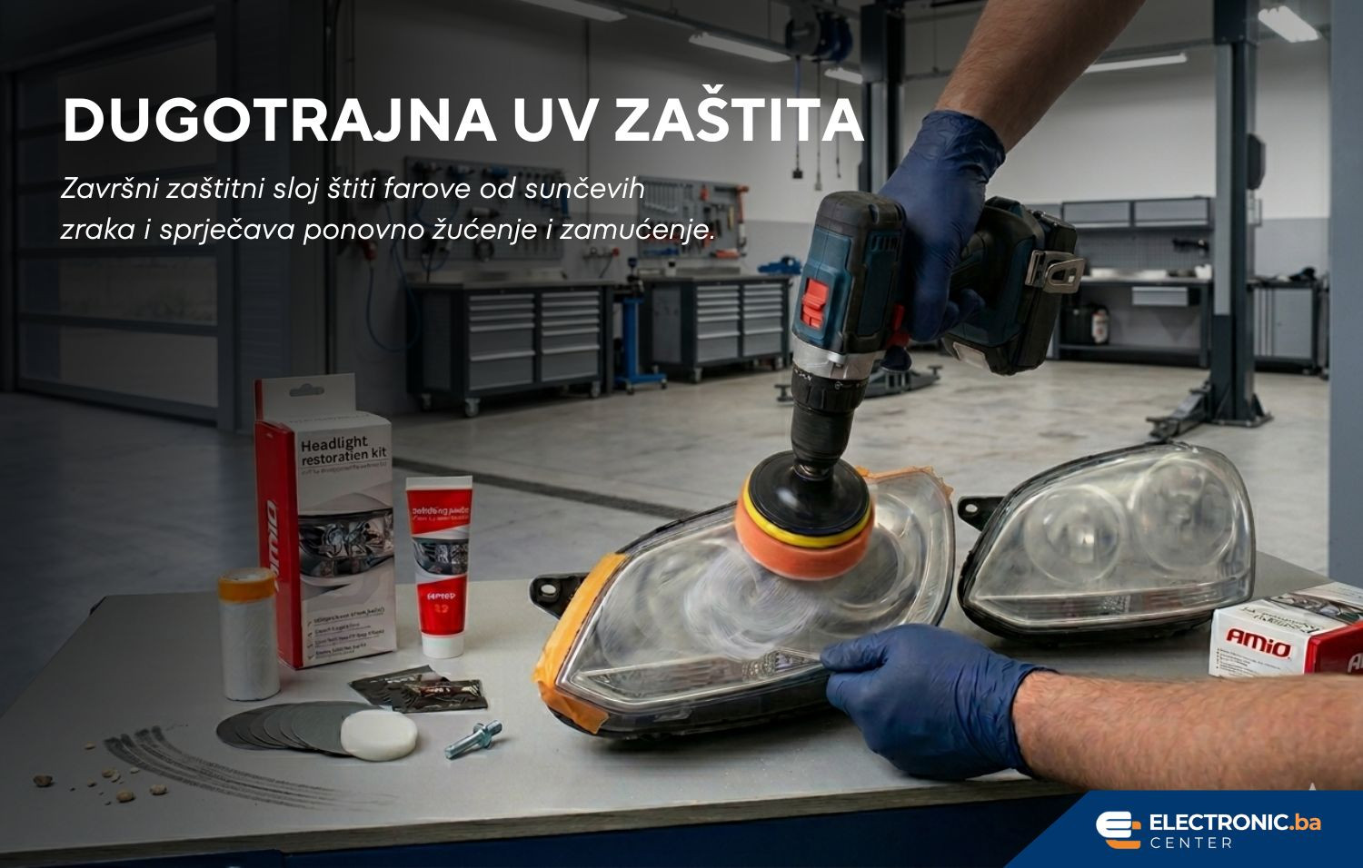 Set za poliranje auto farova AMIO