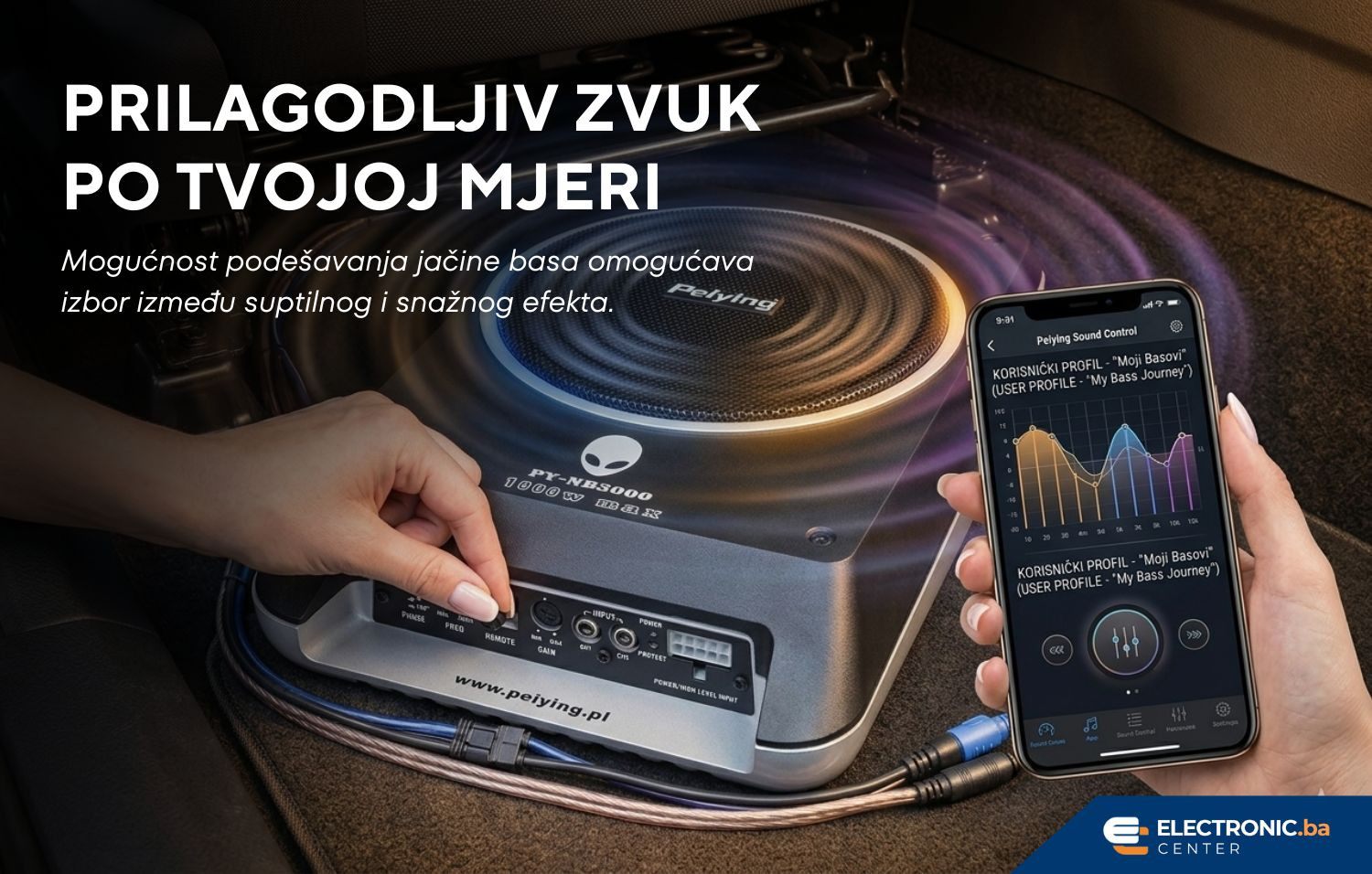 Aktivni Subwoofer za ispod sjedišta PEYING PY-NB3000 200W