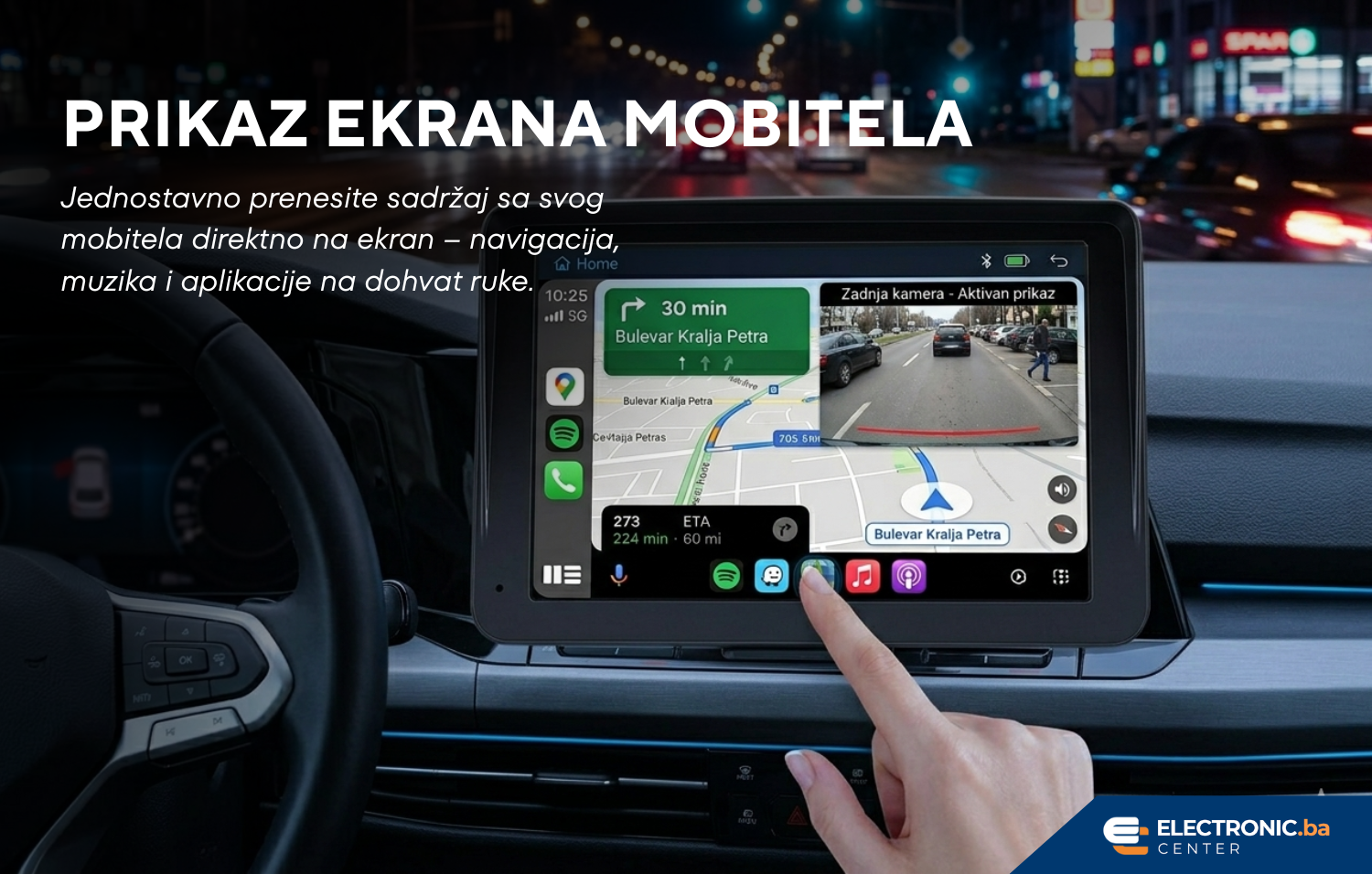 Multimedija za auto sa rikverc kamerom, carplay, android auto nadgradbena 7 inch - slika 5