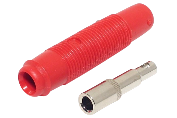 Banana konektor ženski 4mm crveni