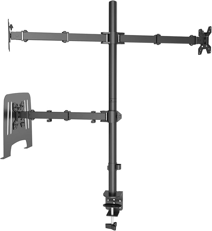 Stolni podesivi nosač za dva monitora i laptop sa rotacijom