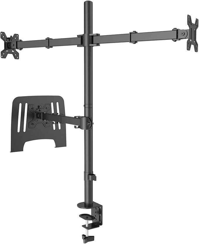 Stolni podesivi nosač za dva monitora i laptop sa rotacijom