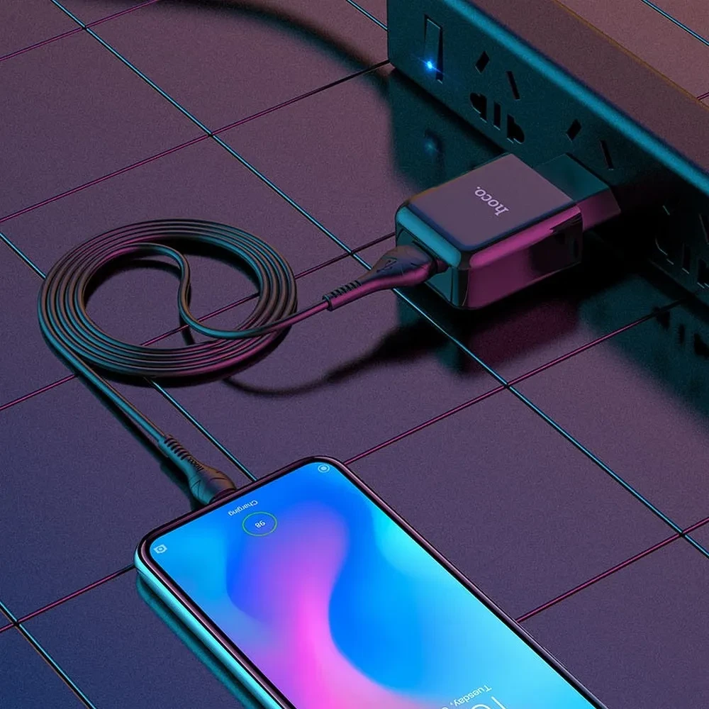 Punjač i kabal USB-A na USB-C HOCO N2 crni