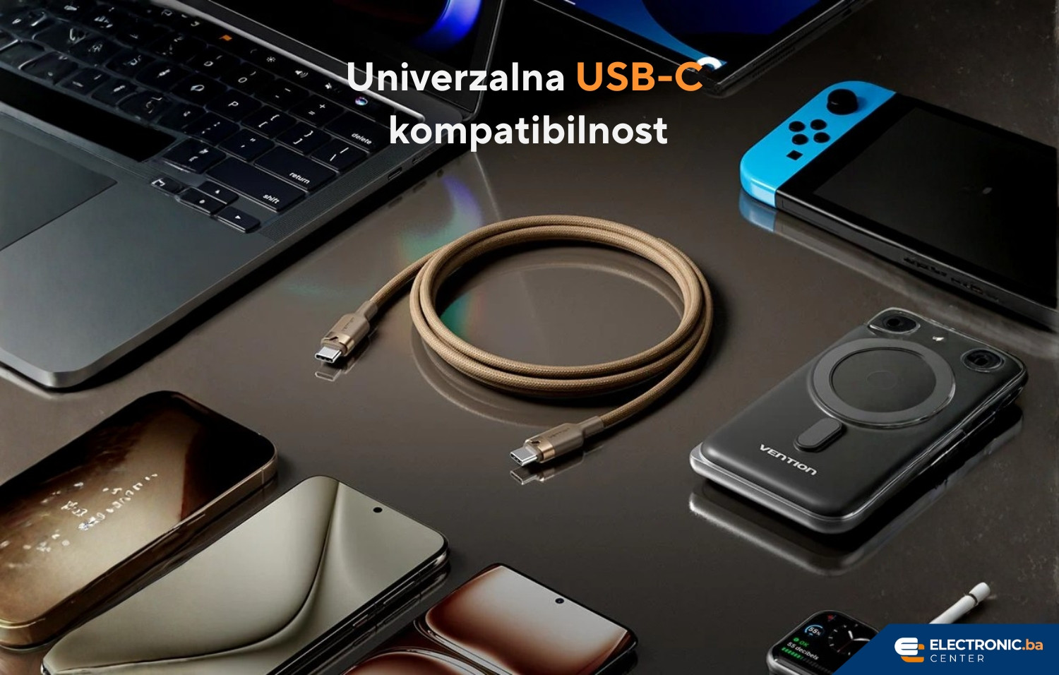 Kabal USB-C  na USB-C 240W VENTION 2m bijeli