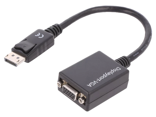 Adapter DisplayPort 1.2 na VGA 15cm crni