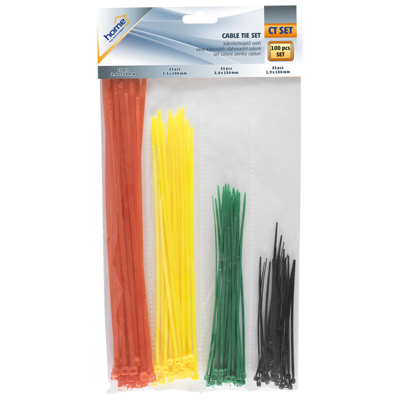 Set vezica za kablove 100 kom HOME različite boje