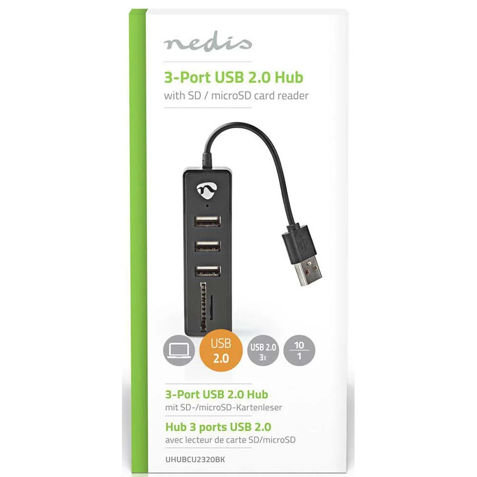 USB HUB sa čitačem kartica 4u1 NEDIS 10cm