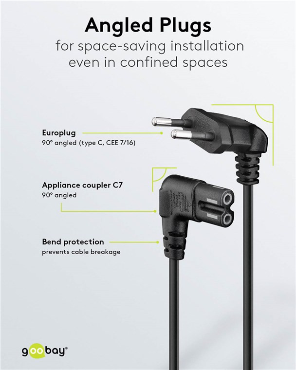 Ugaoni napojni kabal C7 3m GOOBAY