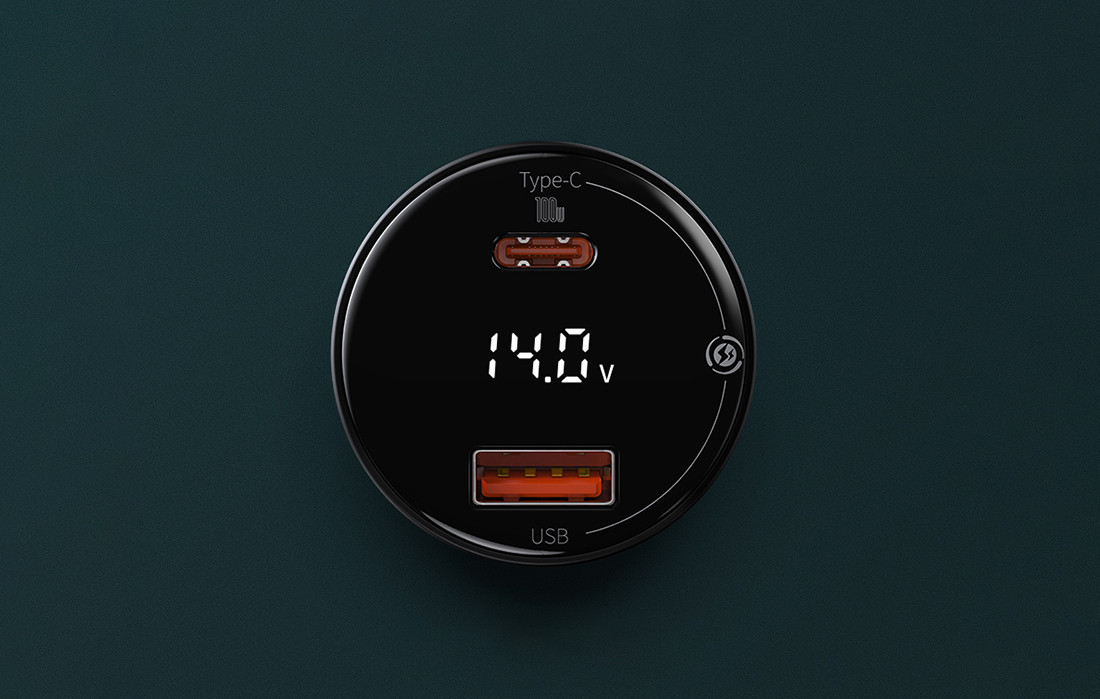 Auto punjač sa displejom i USB-C kablom 100W BASEUS Supreme