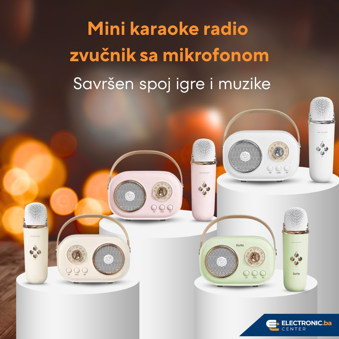 Mini karaoke radio zvučnik sa mikrofonom JOJOCUT C20 bijeli