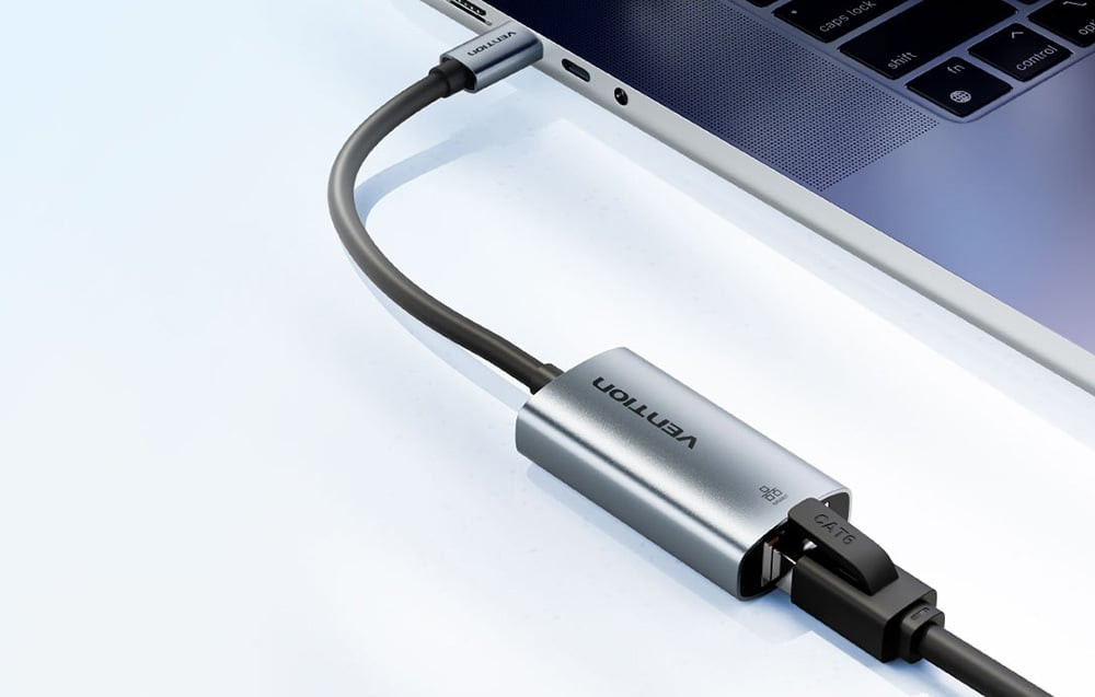 Mrežni gigabitni USB-C adapter VENTION 15cm sivi