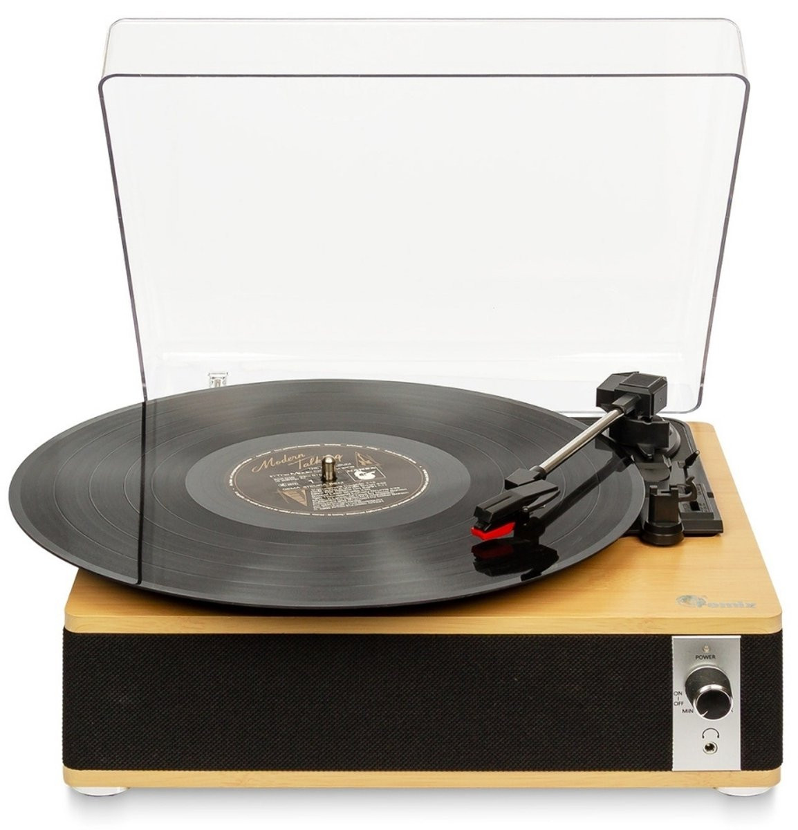 Retro drveni bluetooth gramofon sa zvučnicima i poklopcem GM-218BT crni